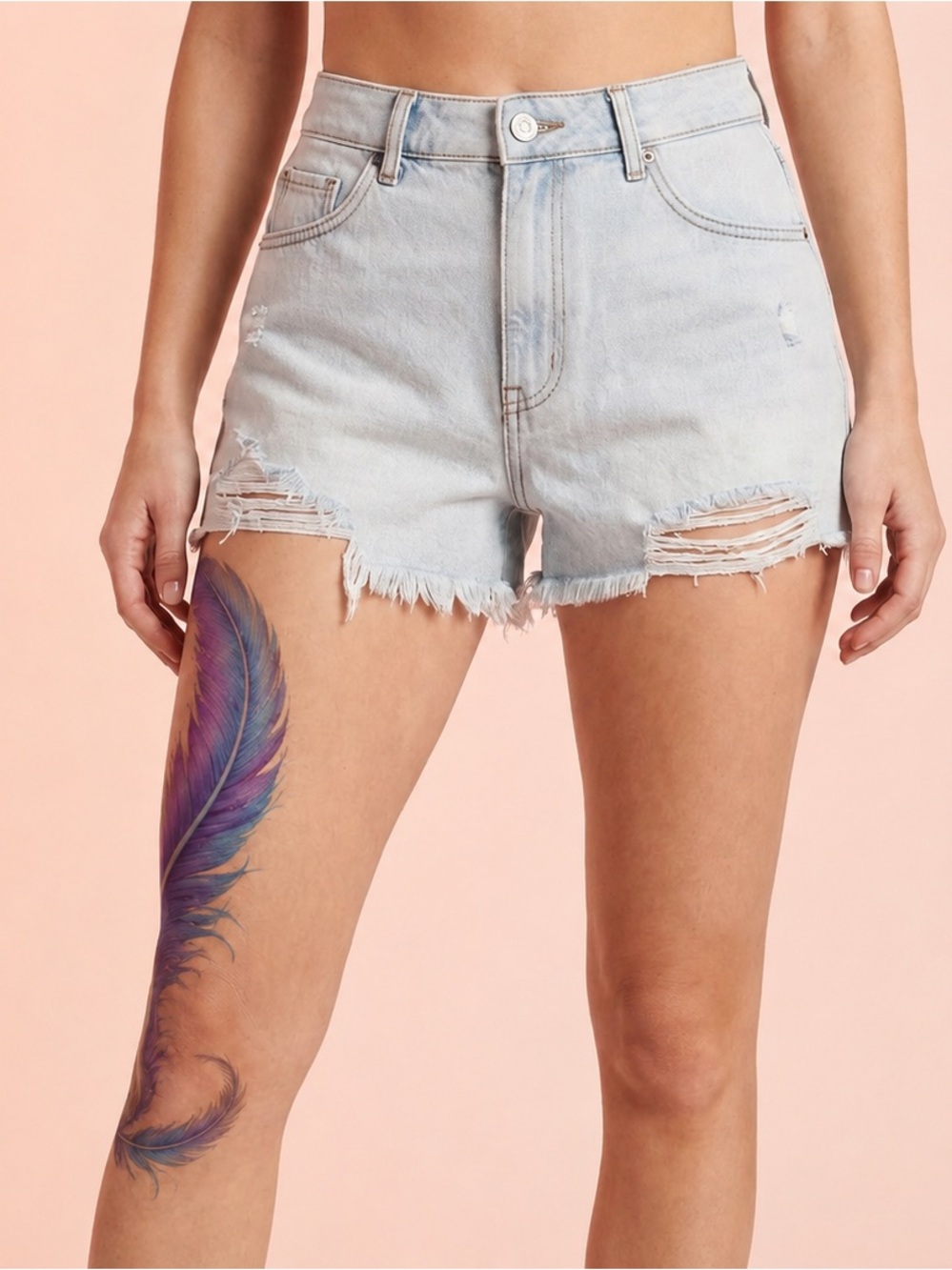 Rewash Light Blue Ripped Denim Cutoff Shorts
